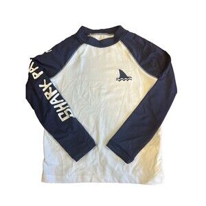 Boys Swim Top Rash Guard Size 4/5 Shark Patrol Surfing Beach Sun Shirt